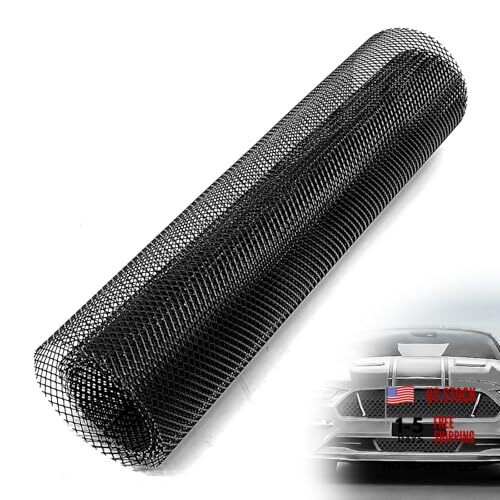 Heavy-Duty Car Grill Mesh, Aluminum Alloy Expanded Metal Sheet, Black PVC