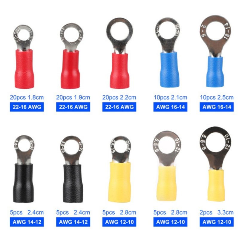 102PCS Insulated O Ring Crimp Electrical Wire Terminals Connector Assortment Kit gallery