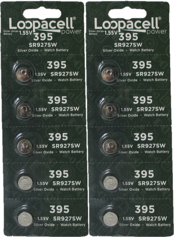 Loopacell 399/395 (SR927/W/SW) 1.55V Silver Oxide Watch Battery (10 Batteries)