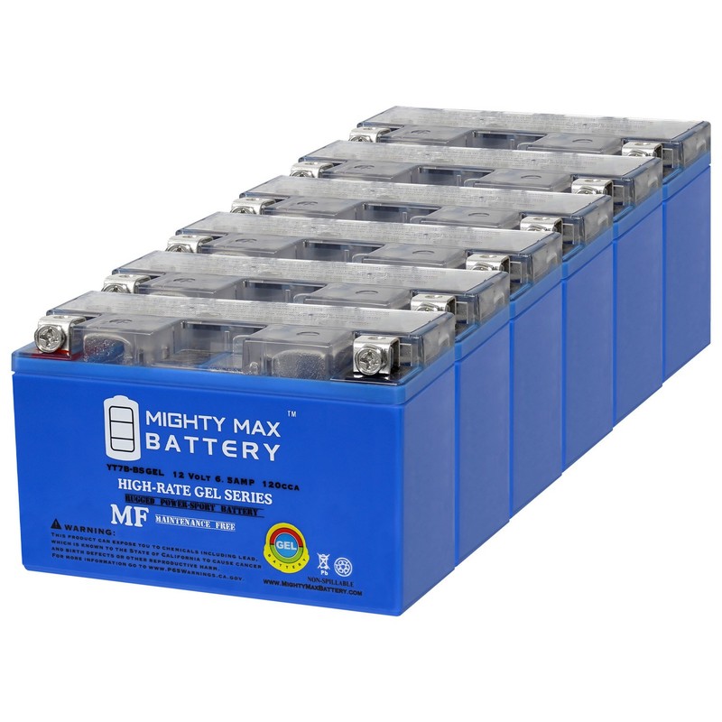 Mighty Max YT7B-BS GEL 12V 6.5AH Rechargeable Motorcycle Battery – Pack of 6