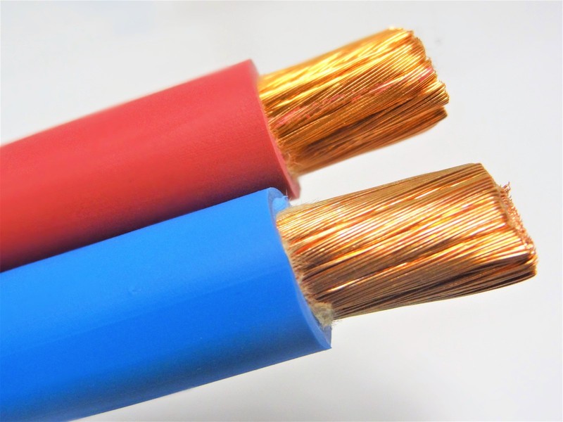30' FT 1/0 AWG WELDING/BATTERY CABLE 15' RED 15' BLUE 600V MADE IN USA COPPER