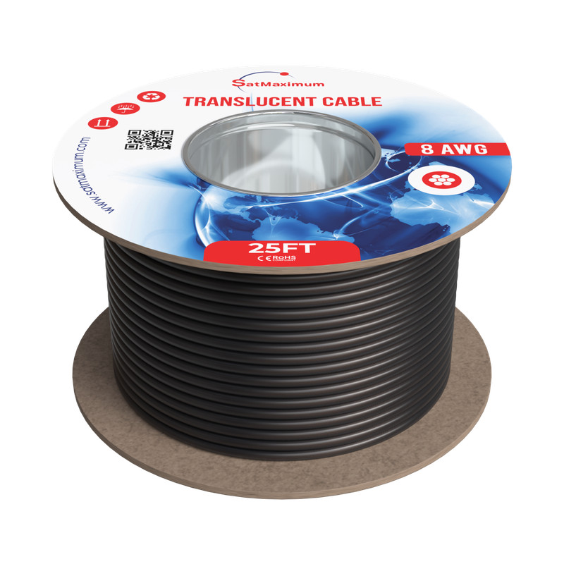25FT Translucent Speaker /Power/ Auto Cable 8AWG CCA Wire- Black Blue Red LOT