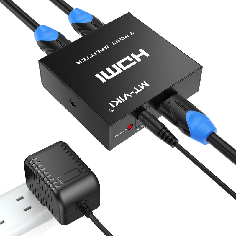 MT-VIKI 4K Powered HDMI Splitter 1 in 2 Out 1x2 for Dual Monitor