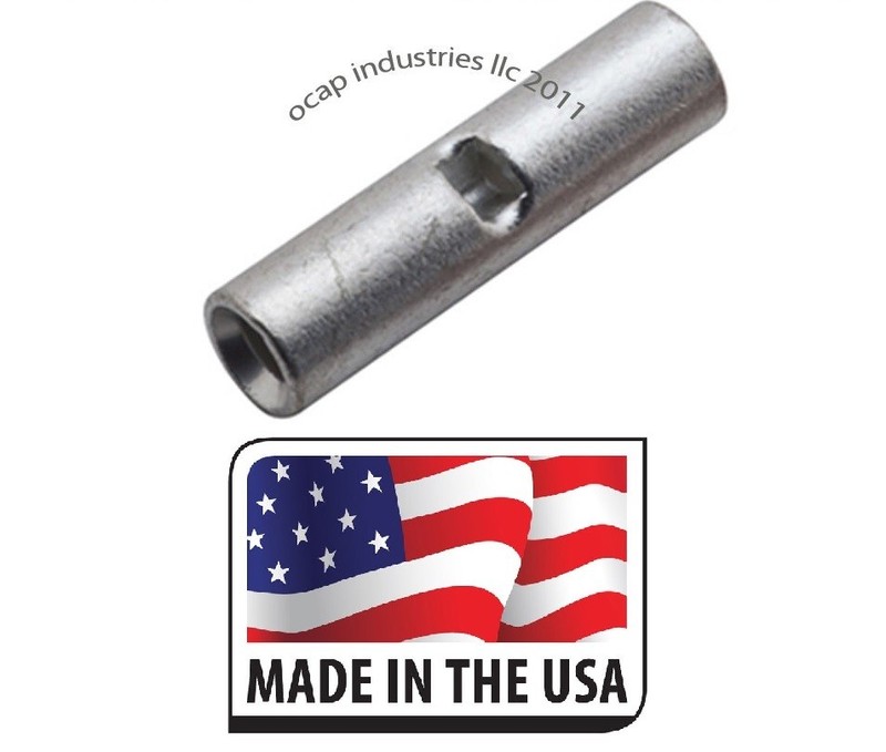 (100) 22-18 NON-INSULATED SEAMLESS BUTT WIRE CONNECTOR UNINSULATED MADE IN USA