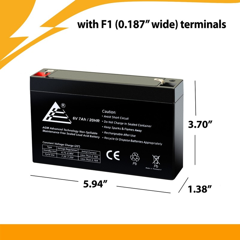 ExpertBattery 6V 7Ah SLA Battery Replacement for Toyo 3FM7 - 2 Pack gallery