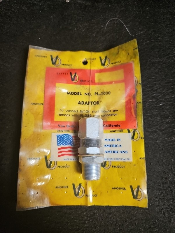 PL-1030 Adaptor Connects 3/8″-24 Stud Mount Antennas with PL-259 Type Connector