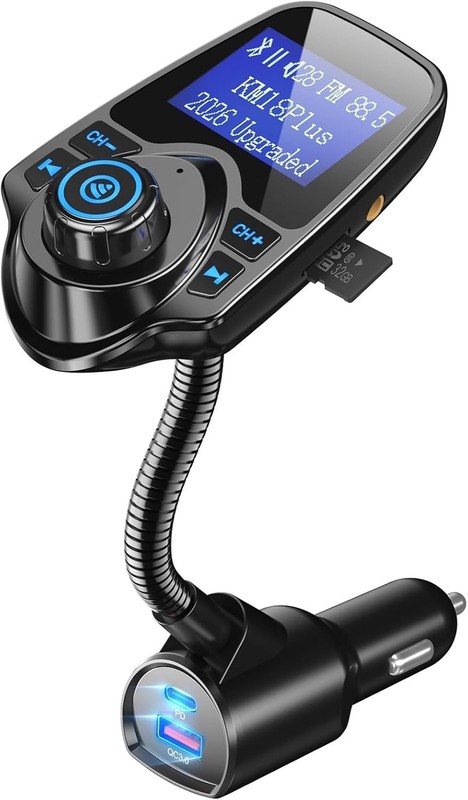 Nulaxy KM18 Bluetooth 5.4 Car Adapter with 1.44" Clear Display & Flexible Goosen gallery