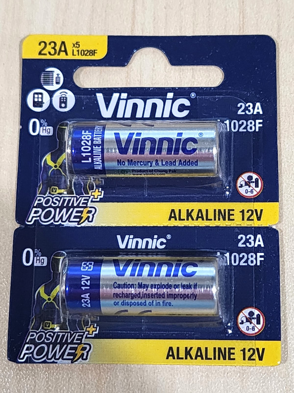 2 pack VINNIC 23A A23 12v Alkaline Battery MN21 MN23 23AE GP23 23A L1028F gallery