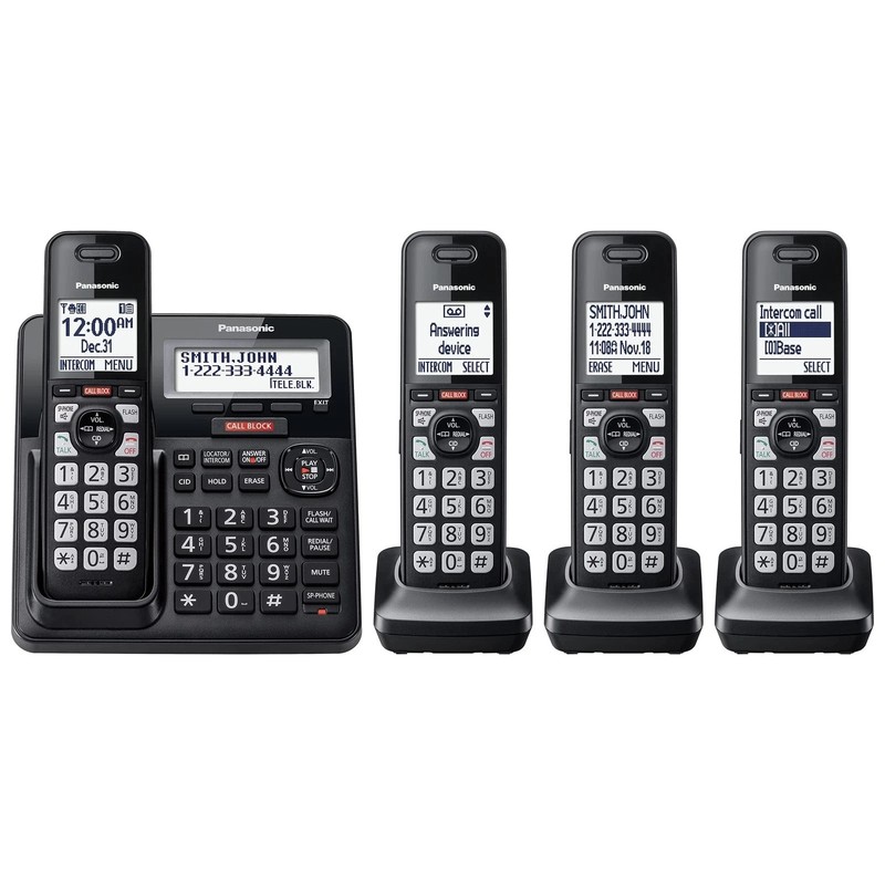 Panasonic Cordless Phone System Answering Machine 4 Handset Bluetooth