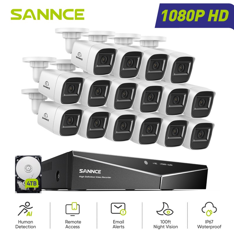 SANNCE H.264+ 16CH DVR 1080P Wired Home Security Camera System Outdoor IR Night gallery