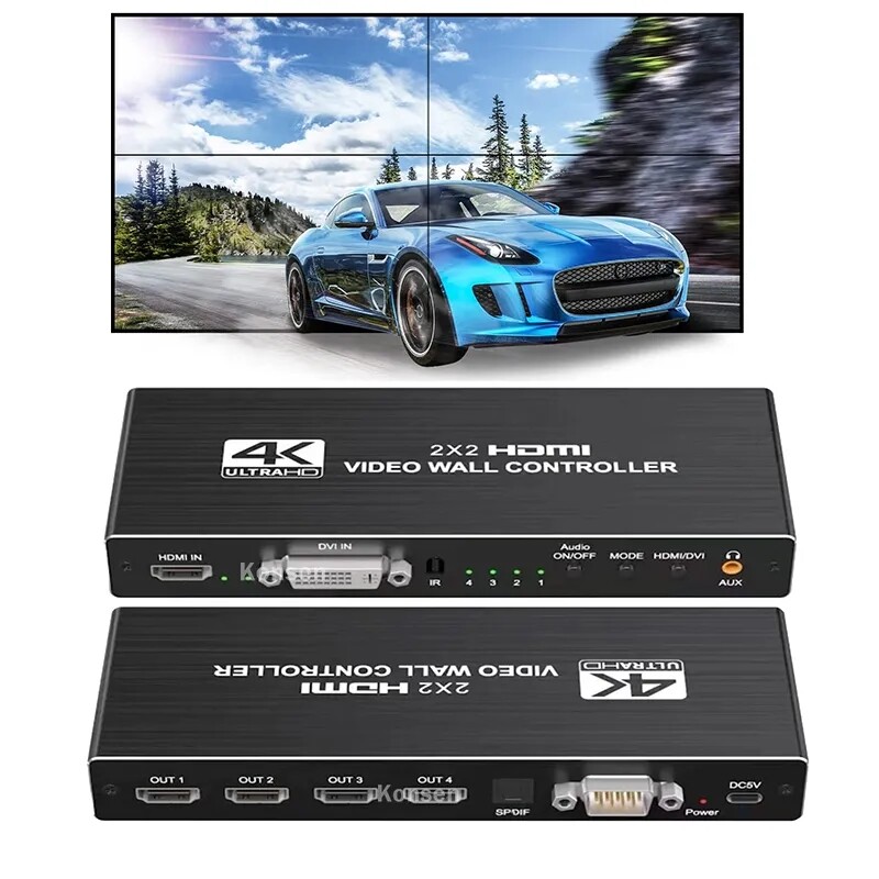 2×2 4K HDMI DVI Video Wall Controller Processor 1×2 1×3 1×4 Multi Screen Splicer