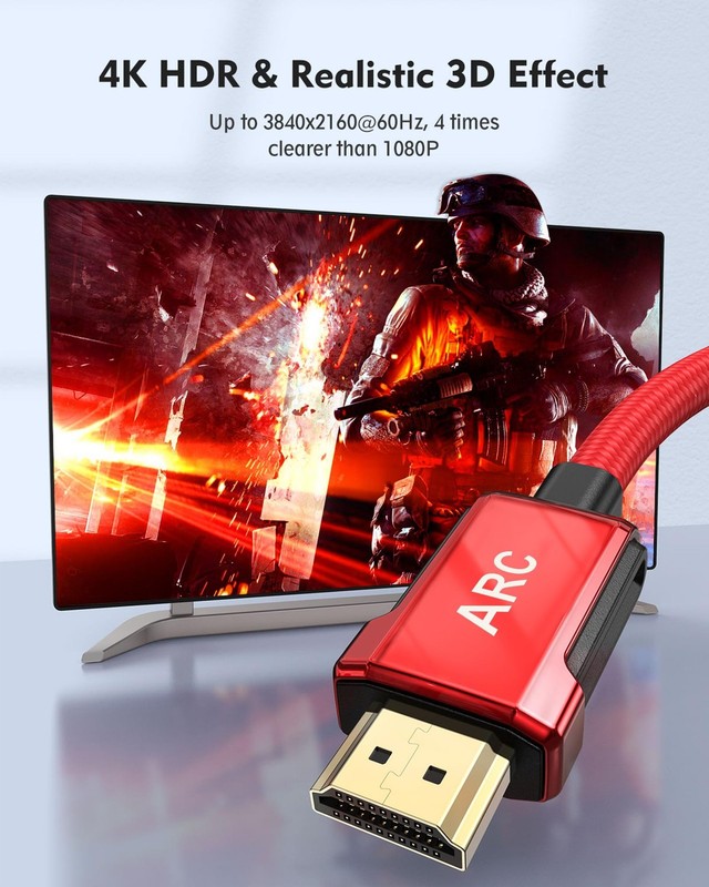 Silkland 4K HDMI ARC Cable for Soundbar, 60Hz 2.0 6.6 Feet, Red gallery
