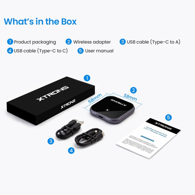 XTRONS Wireless CarPlay Android Auto Adapter Wired to Wireless Dongle Plug Play gallery