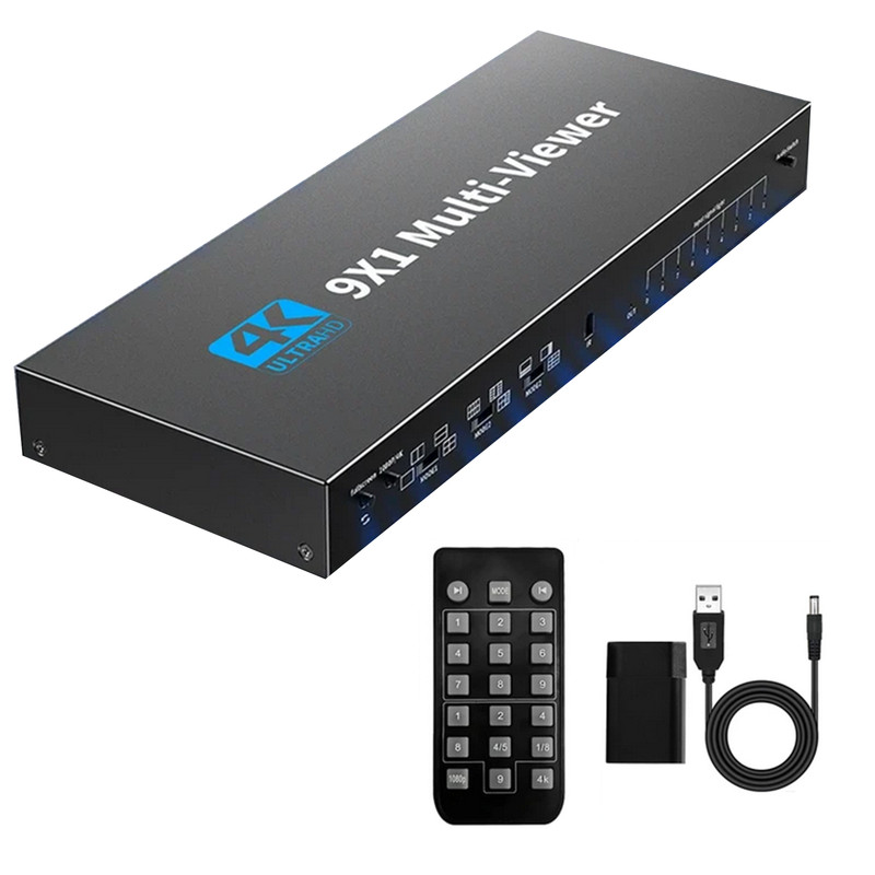 HDMI 9×1 Multiviewer 4K 30hz 9 In 1 Out 1080P Screen Multi-Viewer Switch Box