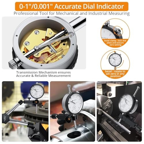 0-1 Inch Dial Indicator with Magnetic Pro-176lbs/80kg Tensile Force Silver gallery