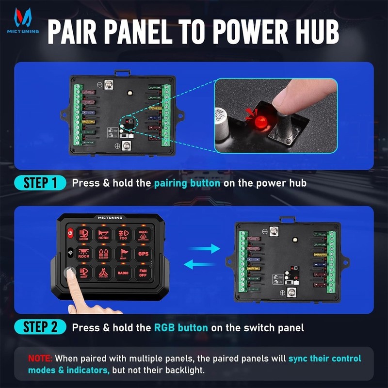 MICTUNING Wireless 12 Gang Switch Panel for P1S-W 12 Gang LED Car Switch 12v 24v gallery