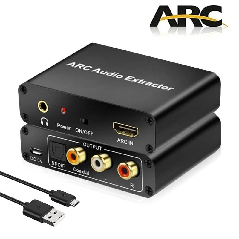 192KHz ARC Audio Adapter Extractor Digital to Analog Audio Converter RCA 3.5mm