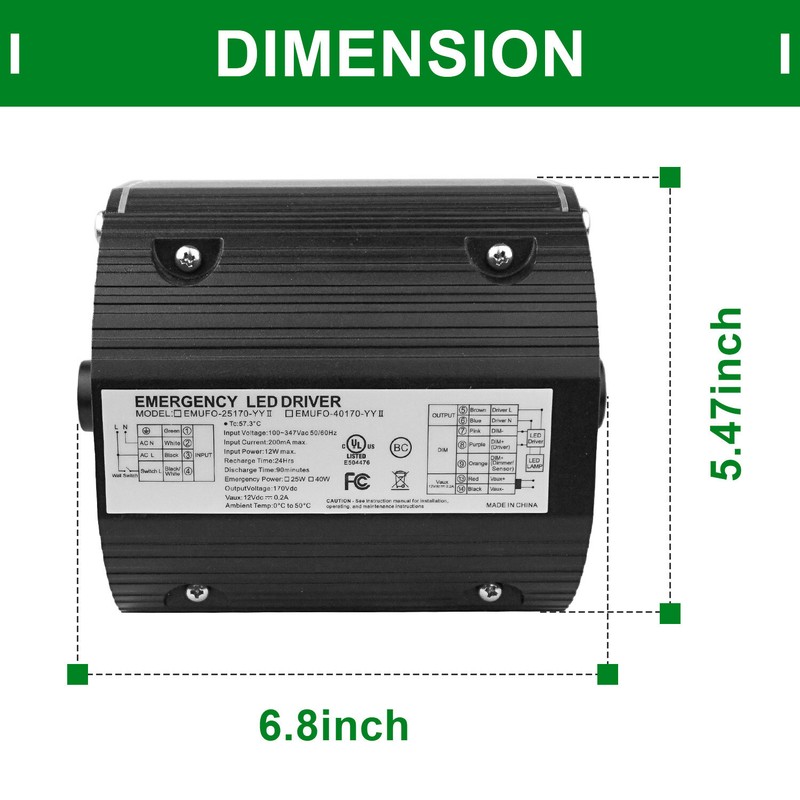 8 PACK 40Ｗ LED Emergency Driver Output DC170V Backup Battery for UFO high bay UL gallery