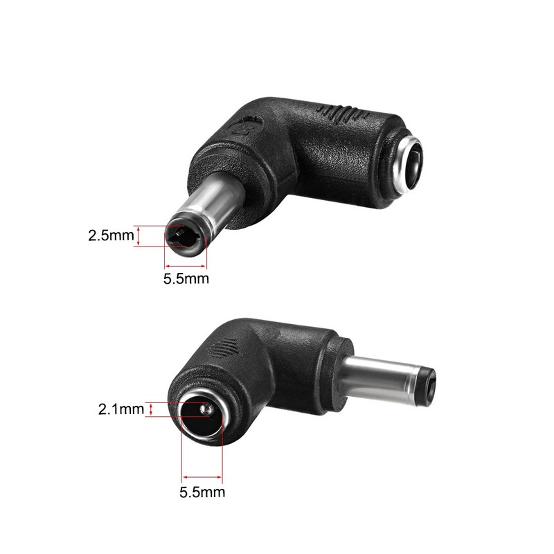 10pcs DC Power Connector Adapter 90 Degree Angle Male Plug to Female Jack Couple gallery