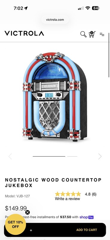 Victrola VJB-125 Desktop Bluetooth Jukebox CD Player FM Radio LED Lights Retro gallery