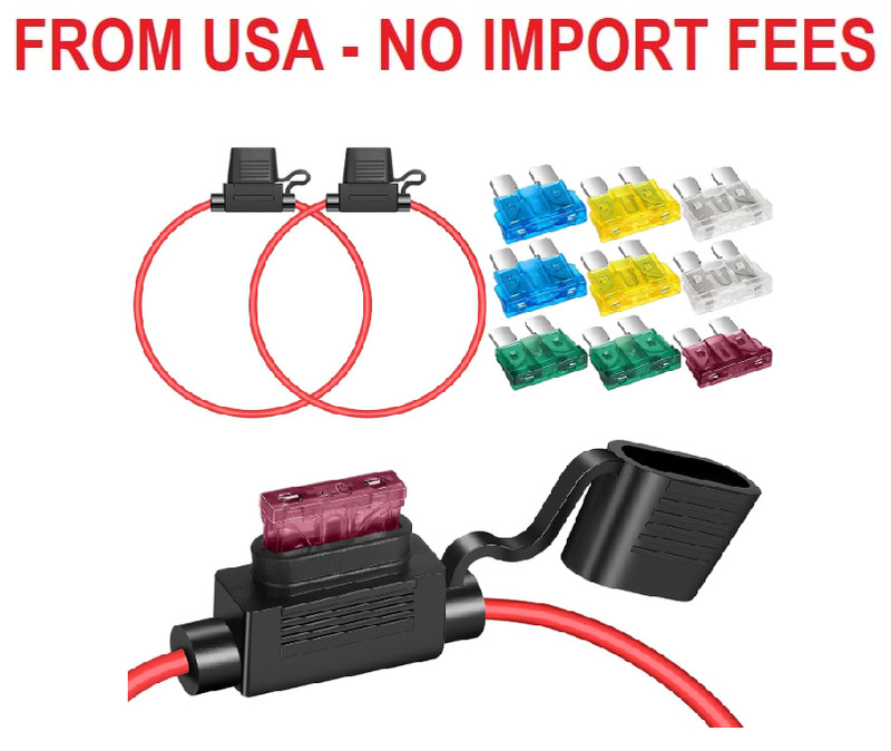 2 Pack 12 AWG Inline Fuse Holder 11.8 Inch 12V ATC/ATO Blade Fuse Holder with Wa