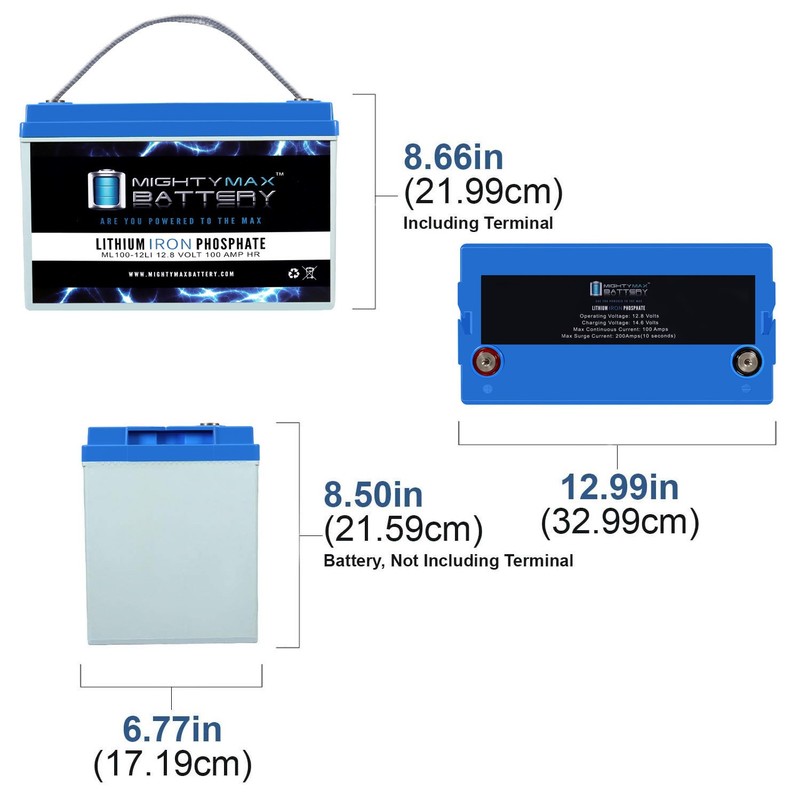 Mighty Max 12V, 100Ah, Lithium, Battery Replaces Unicell TLA12100-CP - 4 Pack gallery
