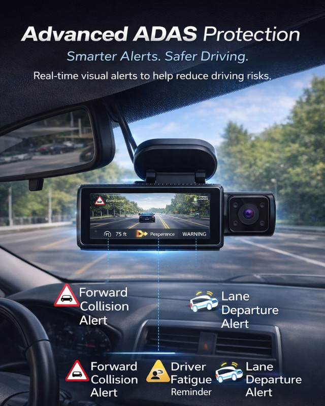 CardiVox A21 3 Ch Dash Cam 4K+2.5K+2.5K Sony STARVIS 2 GPS WiFi ADAS 256GB gallery