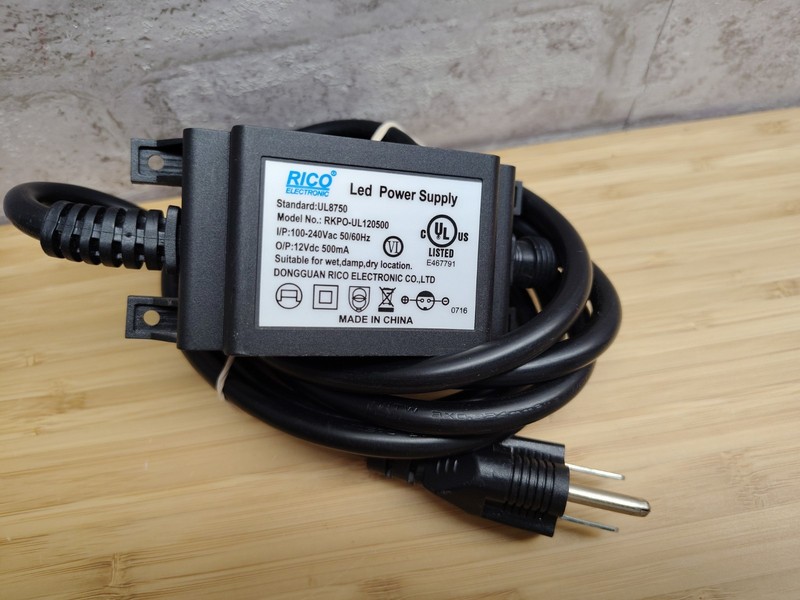 Rico LED Power Supply Model RKPO-UL120500 Standard UL8750 12VDC 500mA