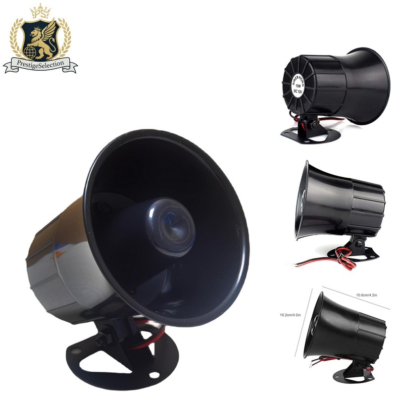 Compact 15W Security Siren with 120 Decibels Audible Alert & Mount Bracket