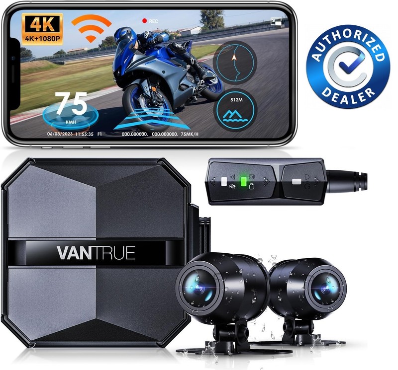 Vantrue Falcon 1 (F1) Motorcycle 4K Dashcam (4K + 1080P) GPS | WiFi(1TB Support)