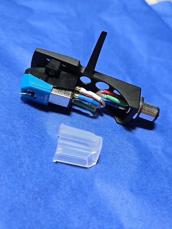 Genuine ATVM95C Cartridge/Black Technics Style Headshell/SILVER LITZ WIRES