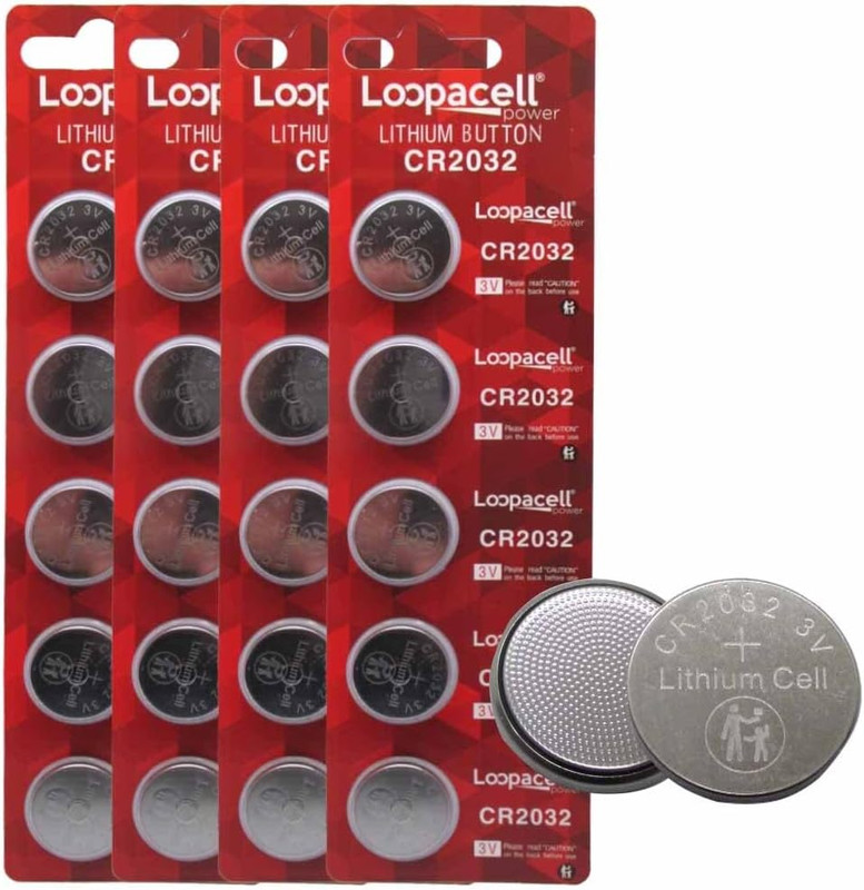 LOOPACELL CR2032 3V Lithium Coin Battery (20 Pack) – High Capacity Button round