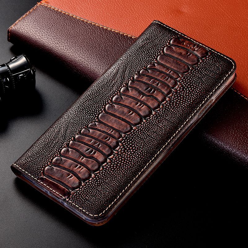 Phone Cover Genuine Leather TPU Plain Geometric Flip Case For iPhone 6-14 Pro