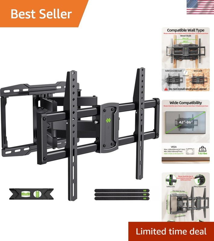 Swivel and Tilt TV Wall Mount for 42-86 inch Screens, Max 132lbs, Alloy Steel