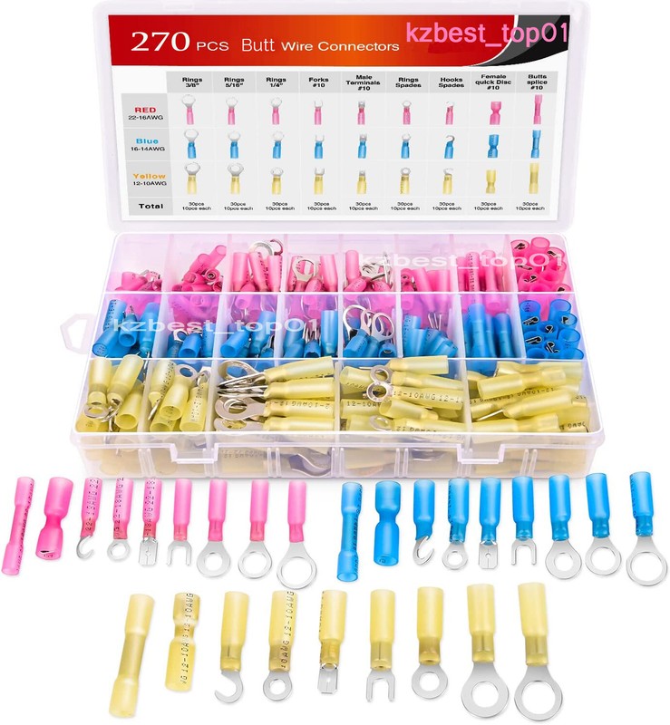 640/240pcs Heat Shrink Butt Wire Connectors Waterproof Crimp Splice Terminal Lot