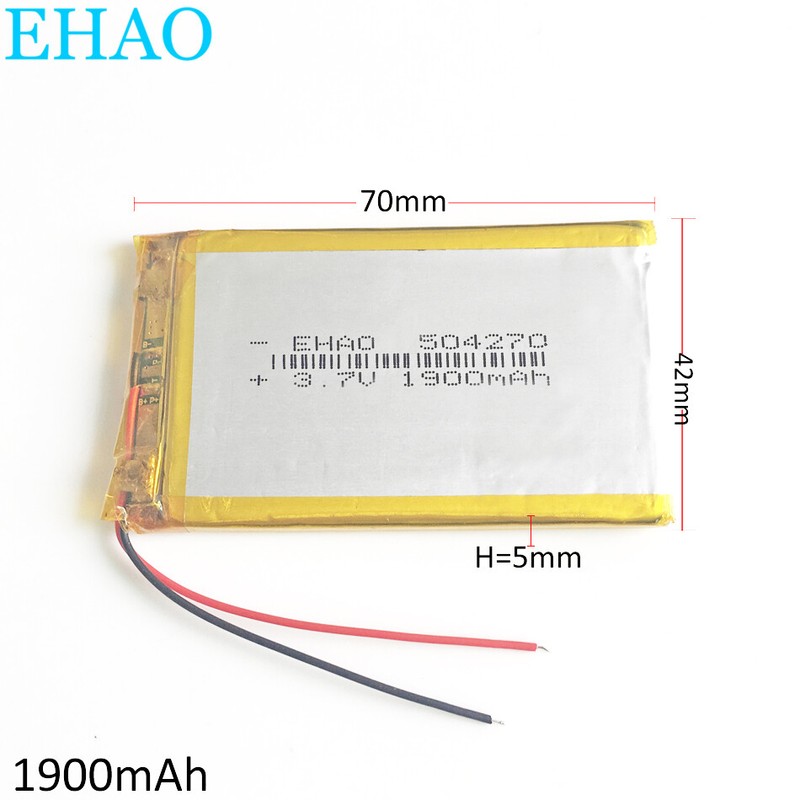 3.7V 1900mAh LiPo Polymer Rechargeable Battery 504270 For Mobile phone GPS DVD