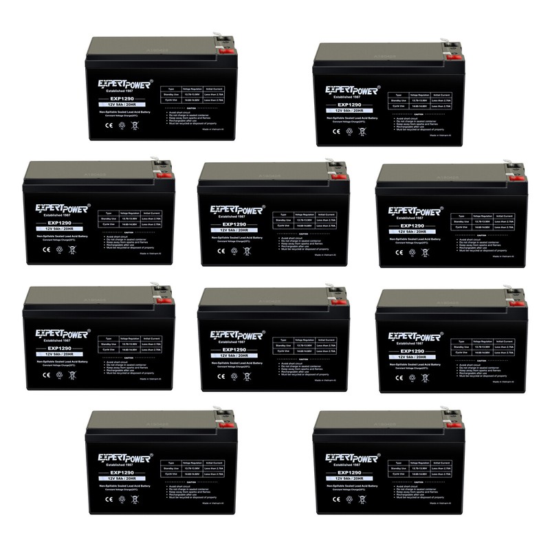 10 Pack ExpertPower 12V 9Ah F2 Terminal Rechargeable Sealed Lead Acid Battery