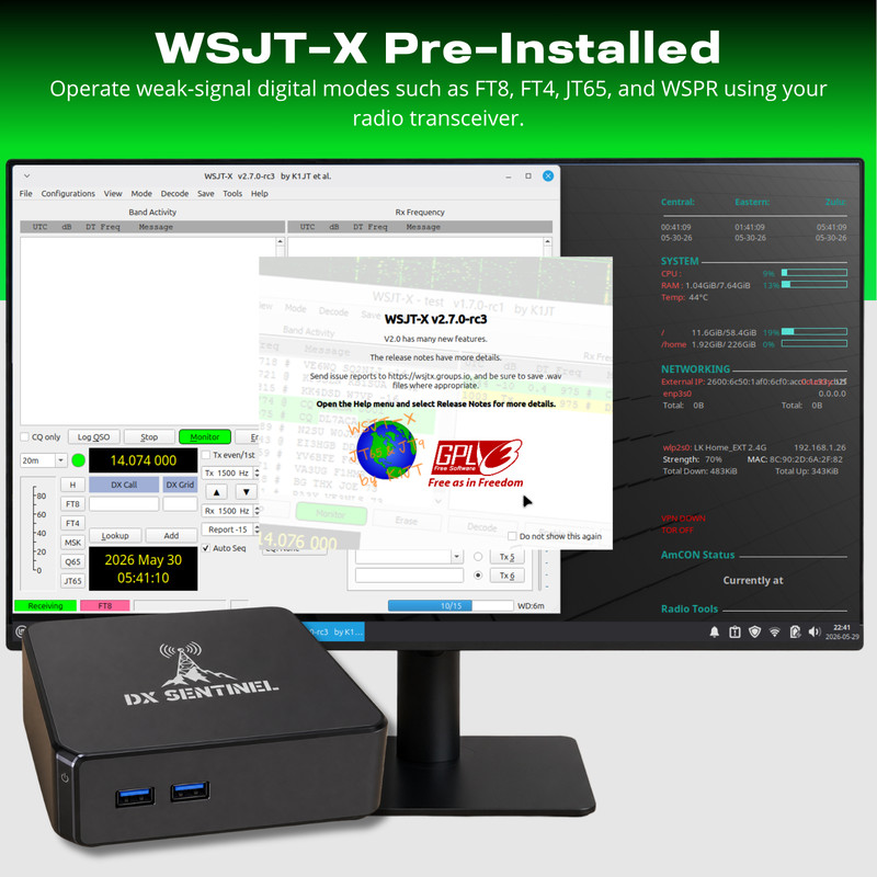 DXSentinel AMRRON Ham Radio Mini PC Kit 8GB 64GB SSD JS8Call FLDIGI Linux Mint gallery
