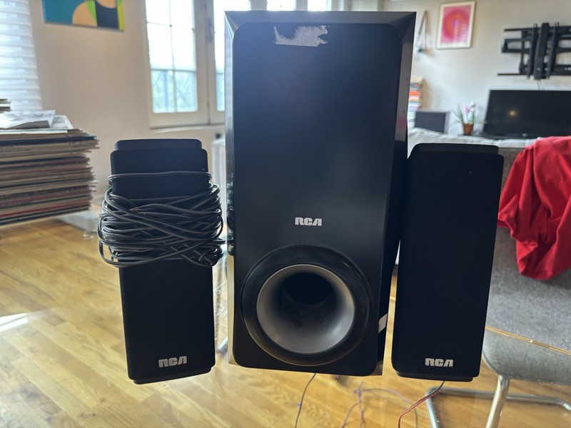 RCA Subwoofer, Front & Rear Speaker RTD317W Set Of 3