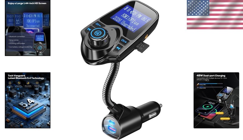 Nulaxy KM18 Bluetooth 5.4 Car Adapter with 1.44" Clear Display & Flexible Goosen gallery