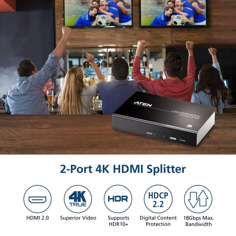 VS182B 2-Port True 4K HDMI Video Splitter, Supports HDR10+ gallery