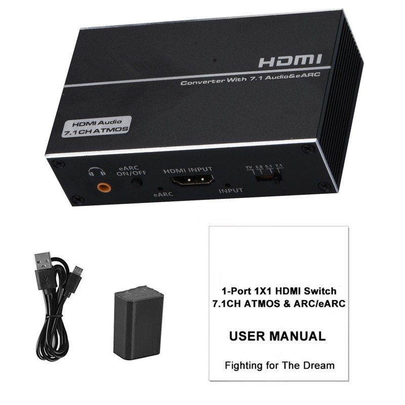 New 1×1 HDMI EARC Extractor 4K 1 In 1 Out 120Hz HDMI Splitter Audio Converter