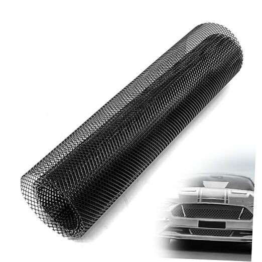 Heavy-Duty Car Grill Mesh, Aluminum Alloy Expanded Metal Sheet, Black PVC
