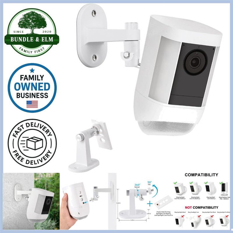 Security Wall Mount Aluminum Plastic for Ring Spotlight Cam Battery Indoor Ou…