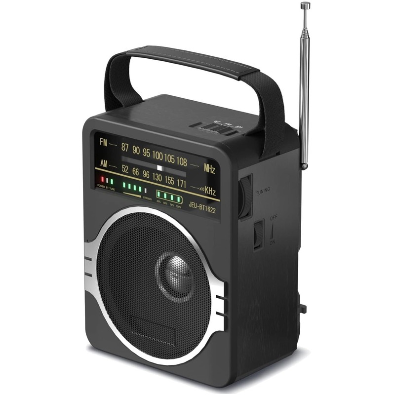 Lightweight AM FM Radio with 5W Loud Speaker & Bluetooth for Travel & Leisure