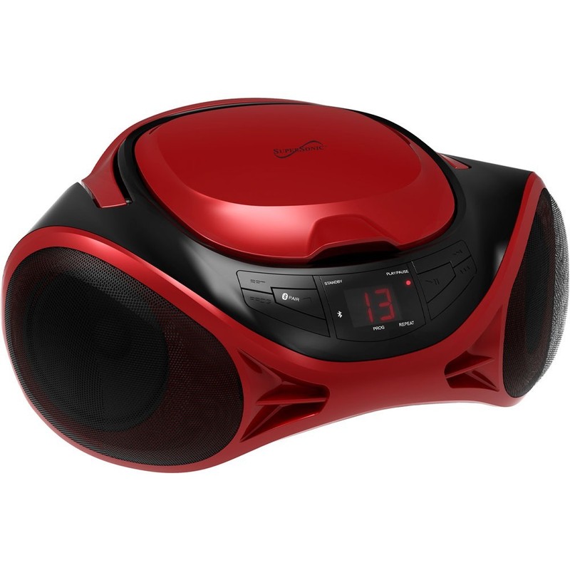 Supersonic SC-726BT Portable AM/FM Radio CD Player Boombox with Bluetooth (Red) gallery