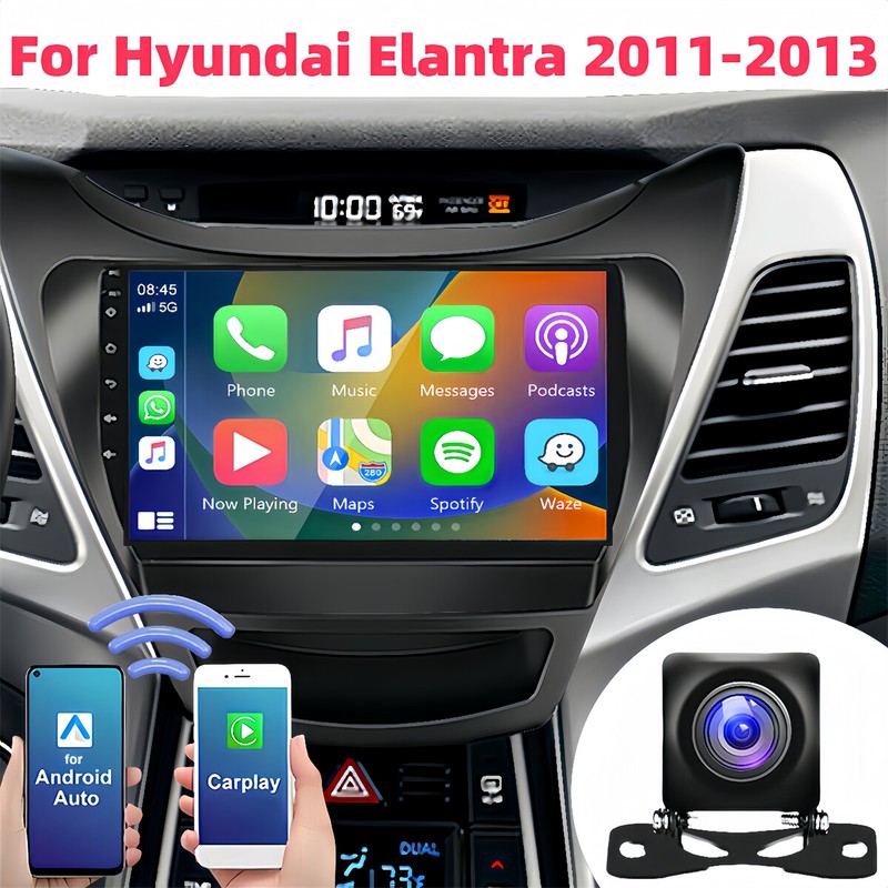 For Hyundai Elantra 2011-2013 Android 13 Apple Carplay Car Stereo Radio GPS Navi
