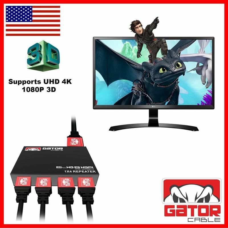 4K HDMI 2.0 Cable Repeater Mirror Splitter Amplifier HUB Box 3D 1 In 4 Out 1x4 gallery