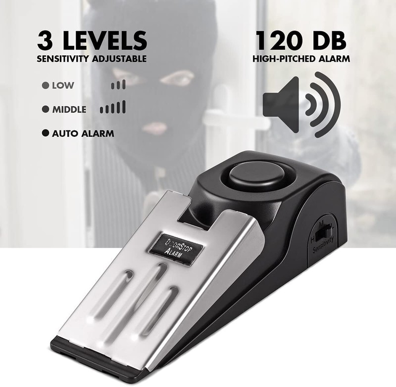 2 Security Door Stop Alarm 120DB Stopper Wedge Siren Portable Home Anti Theft gallery