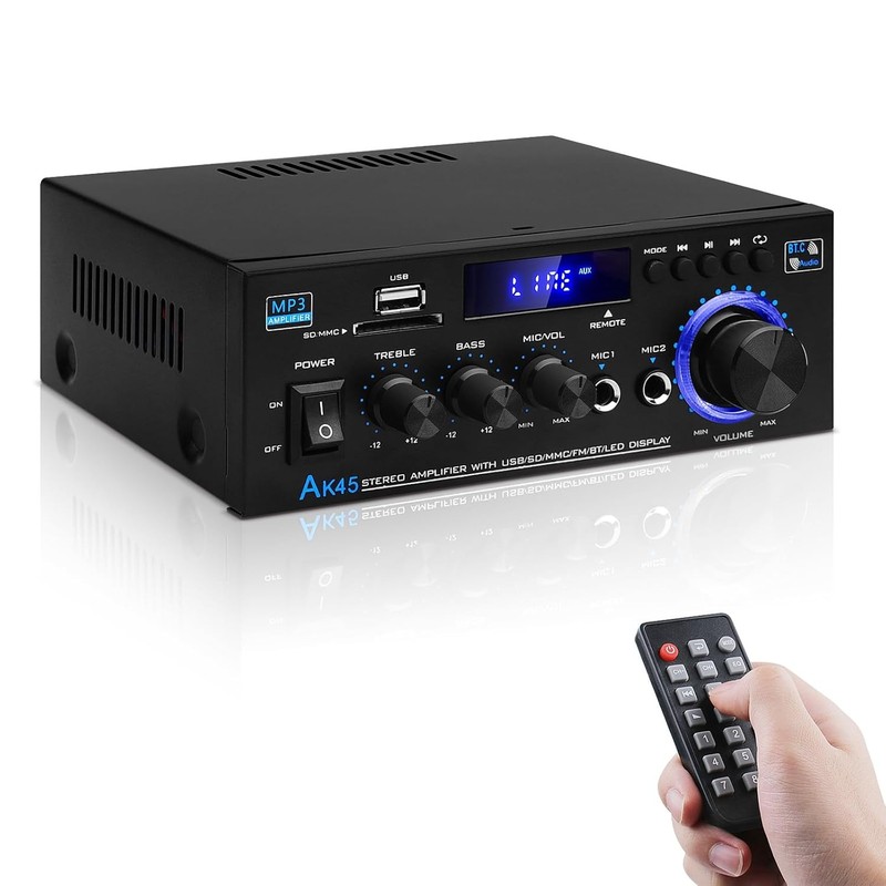 Stereo Receiver & Amplifier Home Audio Amp, AK45 Bluetooth Receiver for Home NEW